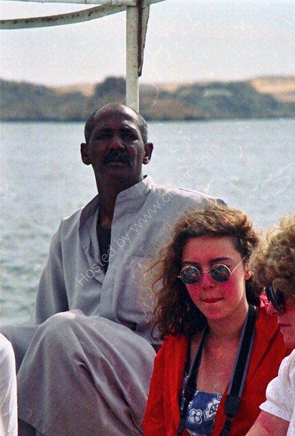 Egyptian Boatman sailing Felucca, River Nile, Aswan